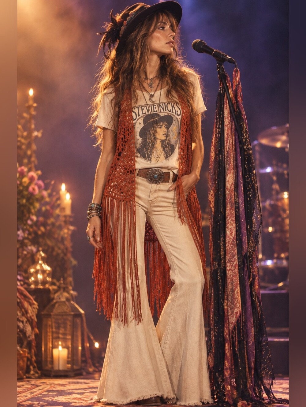 #29 Bohemian Rust Crochet Fringe Vest - Women